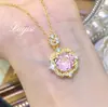 Novo Colar Pingente Rosa Octogonal Millennium Chepalaiba Brincos de Diamante Rosa de Alto Carbono Anel Dazzle conjunto