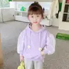 Sudadera para Niña Otoño Nueva Sudadera con Capucha para Bebé Niña Manga Abullonada Color Sólido Estilo Coreano Manga Larga Ropa Infantil Top Infantil