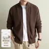 Yingao Estilo Old Money Cardigan de Punto 100% Algodón para Hombre Nuevo Doble Cremallera Otoño Invierno Cuello Alto Chaqueta Estilo Caballero Transfronteriza