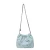 Bolsa Moda Feminina Estilo Coreano com Laço em PU Cor Sólida Corrente Bolsa de Ombro de Alta Qualidade Nicho Couro Macio Plissada Bolsa de Ombro