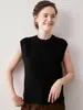 Estilo minimalista, suéter de cashmere puro para mulheres, gola redonda, colete de tricô sem mangas, outono/inverno, elegante e sofisticado, confortável de usar