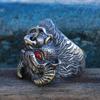 Anillo de cabeza de vaca hecho a mano para hombre, personalizado, dominante, retro, Zodiaco, vaca, anillo de plata tailandesa, abierto, regalo