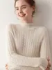 Suéter de Punto de Cachemira de Color Sólido Estilo Europeo y Americano para Mujer, Jersey de Cuello Alto Medio, Top de Capa Interior a la Moda