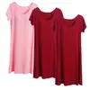 Vestido de Noite Modal de Manga Curta Três Peças Primavera e Verão com Bojo Pijama Sem Sutiã Vestido para Casa Completo Vestido Midi