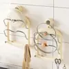Gancho de Ventosa Porta-Tampas de Panela Multicamadas Suporte de Prancha de Corte Montado na Parede da Cozinha Porta-Armazenamento com Drenagem