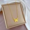 [Acero de titanio de cuerpo completo] muy simple viento seda vacío mariposa horno oro real collar femenino red social ins cadena de clavícula accesorios