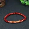 [Cadeia de Suprimentos] Pulseira de Cinábrio Natural Feminina High-End Pulseira de Contas de Buda Pulseira de Tubo Curvo da Sutra do Coração Presente do Ano do Zodíaco