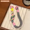 Colgante de Cordón Multifuncional de Colores, Correa Personalizada Anticaída para Teléfono, Llavero, Correa Larga Tejida Trendy de Dopamina para Bolso