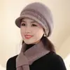Chapéu de meia-idade e idoso feminino de inverno com forro de fleece espesso, chapéu de velho, chapéu quente para mãe, chapéu de tricô de lã de outono e inverno para senhora
