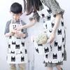Estilo Ins Simple Algodón Cocina Impermeable a la Grasa Limpieza Delantal Moda Artístico Patrón Geométrico Blanco y Negro Delantal para Padres e Hijos