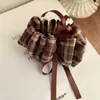 Pinza para el pelo de cinta de lazo a cuadros vintage para mujer, Pinza banana para coleta alta, Pinza de pinza de nuevo estilo Otoño e Invierno