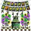 Tema Hulk Faixa de Feliz Aniversário Pingente Pingente Balão Cartão de Bolo Decoração de Festa Suprimentos