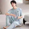 Pijama de Modal para Hombre 2026 Nuevo Estilo Seda de Hielo Verano Delgado Pantalón Largo Manga Corta Conjunto Sencillo Casual para el Hogar para Hombre