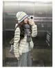 Jaqueta Puffer Canelada Rosa para Mulheres, Inverno 2026 Novo Estilo Coreano Leve Cardigan Puffer com Capuz, Casaco Camada Interna Quente