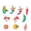 Colgantes de Comida Frescos y Lindos, Calabaza Tridimensional, Pimiento, Champiñón, Guisante, Accesorios de Aleación, Accesorios DIY para Pulseras y Pendientes