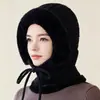 Gorro con capucha de una pieza de invierno para mujer para madres de mediana edad y mayores, forro grueso de forro polar para abrigar, gorro de lana para ciclismo, polaina cortavientos para el cuello, gorro de punto