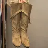 Botas de estilo retro, elegantes, de tacón bajo, botas largas para mujer, nueva colección 2026, hasta la rodilla, con plantilla interior para aumentar la altura, suela blanda, botas de montar