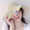 Sombrero de Sol de Paja Estilo Vacaciones en la Playa para Mujer con Ala Ancha, Protección Solar, Efecto Adelgazante del Rostro, Decoración Floral, Sombrero de Sol Versátil