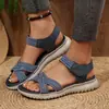Sandalias de Talla Grande Transfronterizas para Mujer 2026 Verano Nuevas Sandalias de Suela Gruesa Velcro Suela Suave Moda Casual Zapatos de Talla Grande para Mujer