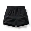 Bermuda Casual Masculina Lisa de Três Quartos, Bermuda Reta Solta Elástica Respirável, Calça Casual Masculina de Seda Gelada, Calça de Praia para Homens
