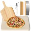 Placa de Assar Pizza de Cordierita Mais Vendida na Amazon com Pá de Madeira e Cortador Longo Conjunto de 13 Peças Kit Placa de Assar Pizza