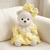30cm Urso Articulado Médio Lina Roupas Urso Branco Boné de Bola Macacão Roupa Boneca Urso de Pelúcia Vestir