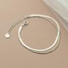 Pulseira de osso de cobra plana de camada dupla em prata s925 corrente de feijão simples joias de verão elegantes atacado S4875