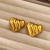 Pendientes de amor estilo INS transfronterizos de acero inoxidable con textura de oro de 18 quilates, no se decoloran, pendientes de moda simples, pendientes de joyería para mujer