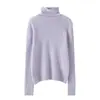 Suéter de cachemira para mujer, 100% cachemira de cabra pura, nuevo suéter de punto cálido de moda versátil color liso con cuello alto