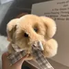 Chaveiro de Urso de Pelo de Coelho Rex Real, Pingente de Boneca de Pelúcia, Brinquedo Fofo Estilo Ins, Decoração para Mochila e Carro