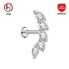 F136 Uña para la Oreja Ojo de Caballo con Incrustaciones de Zirconia 5A Venta Caliente Transfronteriza G23 Aleación de Titanio Cuerpo Joyería para Perforación Uña para la Oreja Hueso Uña para el Labio