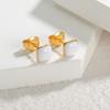 Brincos quadrados simples de ouro 18K com gotas de óleo Brincos INS Estilo Aço inoxidável Moda OL Luz Luxo Brincos assimétricos Nicho