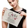 Serie de Bolsas Cosméticas Estampadas de Agradecimiento, Bolsas de Tocador Portátiles de Lino Denso Impermeables para Viaje, Regalos para Amigos, Familiares y Maestros