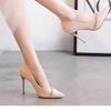 Zapatos de Tacón Alto Estilo Francés para Mujer 2024 Primavera y Otoño Punta Fina Tacón de Aguja Diseño de Pedrería Zapatos de Moda de Alta Gama