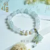 Jade Natural de Tianshan Atacado do Fabricante, Pulseira de Jade Seda Dourada Flor de Lírio Abóbora, Pulseira Simples de Contas de Ábaco, Fornecimento em Estoque