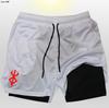 Shorts Deportivos Musculares de Moda de Verano Europeos y Americanos para Correr al Aire Libre, Sentadillas, Transpirables, Doble Capa, de Secado Rápido para Hombre, Transfronterizos