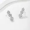 Brincos de Prata S925 com Pingente de Três Pedras e Moissanita, Brincos Longos de Fio, Simples, Brilhantes, para Banquete, Uso Diário, Acessórios Femininos