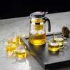 Taza Elegante Vidrio Espeso Resistente a Altas Temperaturas Juego de Té Casero Infusor de Té Separación de Té y Agua Preparación de Té con un Botón
