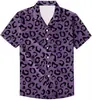 Camisa de Manga Curta Estilo Japonês Personalizada Estampa de Leopardo Manga Curta Impressão Digital Masculina Toque de Alto Padrão Camisa Não Amassa Elástica em Quatro Direções Masculina
