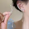 Brincos Longos com Franjas de Flores Super Fada Versátil Elegante para Mulheres Clipe de Orelha Sem Dor Placa de Incenso de Mosquito Joia de Orelha Elfo Mori