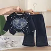Conjunto de Ropa de Otoño para Niñas 2026 Nueva Moda Lindo Sudadera de Mezclilla con Parche de Corazón para Bebés Niñas de 1 a 3 Años