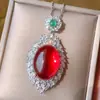 Joia Huabi nova 2024 cobre banhado a ouro semente de gelo fio fluorescente liso incrustado pingente feminino pedra principal 18*25