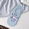 Calcetines Finos Invisibles de Verano para Mujer, Calcetines Lindos de Dibujos Animados de Moda, Calcetines Bajos Tipo Barco, Perro Blanco Pequeño, Calcetines Frescos Antideslizantes con Puntos