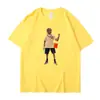 Camiseta de Manga Corta para Hombre con Estampado de Personaje de Rap Periférico de Marca de Alta Calle Nueva Primavera/Verano/Otoño/Invierno 2024 Cuello Redondo
