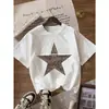 Camiseta Casual para Hombre de Cuello Redondo y Manga Corta con Estampado de Leopardo y Estrellas Camiseta de Mujer de Moda Estilo Harajuku de Moda