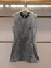 Vestido Regata Feminino de Alta Qualidade Shenzhen Nanyou Novo Verão Estilo Francês Elegante Com Ajuste na Cintura Emagrecedor Sem Mangas com Contas