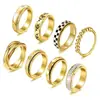 Acero Inoxidable 304 Anillo Giratorio Incrustado con Diamantes Set de Anillos para Pareja Anillo Popular Transfronterizo Juego de 8 Piezas
