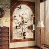 Prateleira de Armazenamento Painel Perfurado Prateleira de Armazenamento de Parede para Sala de Estar Quarto de Casa Decoração de Parede Cabide de Roupa de Armazenamento de Madeira Maciça