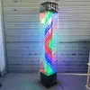 Luz Rotatoria de Barbería de Pie para Exteriores Impermeable Letrero de Salón de Peluquería Luz de Caja de Luz de Vidrio de Colores para Peluquería Se Puede Comprar en Lote Leidezhu