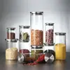 Pote Hermético de Vidro Borossilicato Alto com Tampa de Aço, Pote de Armazenamento para Grãos de Cozinha, Chá e Frutas Secas